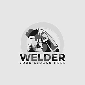 Welding company logo design side view, WELDER LOGO SIMPLE AND CLEAN LOGO