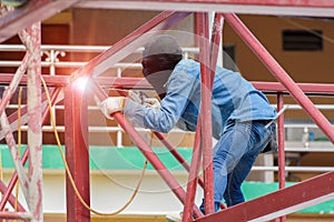 Welding construction on height area.