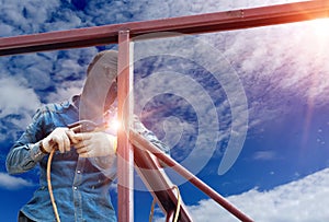 Welding construction on height