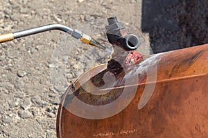 Welding of copper boiler from the coffee machine