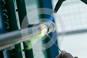 Welding of copper pipe of a methane gas pipeline or of a conditioning or water system.