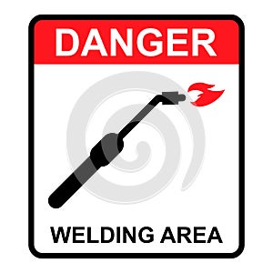 Welding danger technology icon, metal tool equipment symbol, safe weld vector illustration