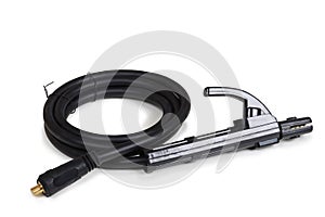 Welding electrode holder wire on white