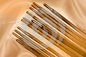 Welding electrodes closeup