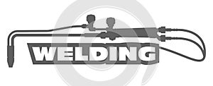 Welding emblem - oxy acetylene cutting torch, weld logo photo