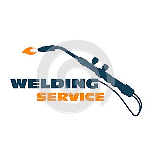 Welding icon - burner cutting torch, weld service logo photo