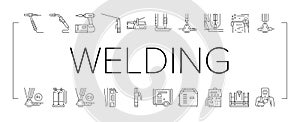 Welding Machine Tool Collection Icons Set Vector .