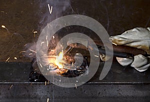 Welding on open hard disk drive