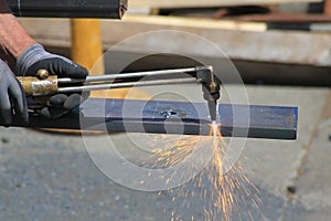 Welding with a oxy acetylene cutting torch photo