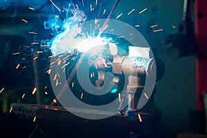 Welding process for metal close up