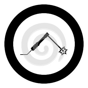 Welding process Spark from electrode with torch Work and tools concept icon in circle round black color vector illustration flat