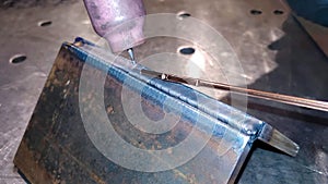 Welding process using TIG methods on steel plates