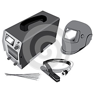 Welding set on white background. Power Tool.