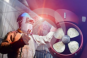 Welding ship repair.