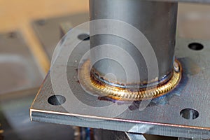 Welding of stainless steel with argon.