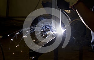 Welding steel and sparks