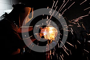 Welding steel and sparks