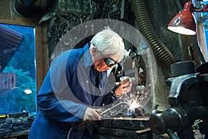 Welding steel sparks