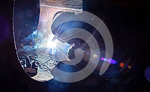 Welding steel structures and bright sparks in steel construction industry