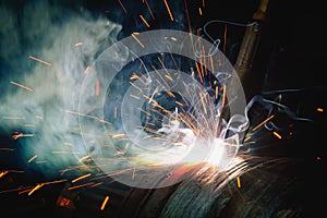 Welding steel structures and bright sparks