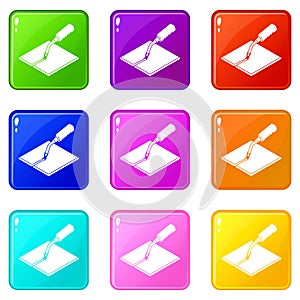 Welding torch icons set 9 color collection