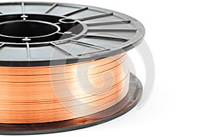 Welding wire spool on a white background