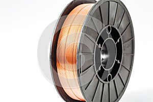 Welding wire spool on a white background