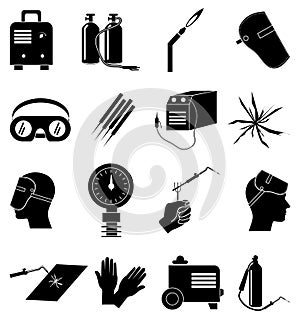 Welding work industrial icons set