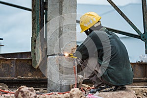 Welding work for joint concrete pile