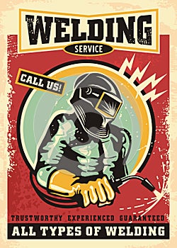 Welding work shop vintage poster design