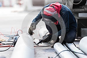 Welding work for steel pipe