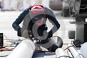 Welding work for steel pipe