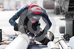 Welding work for steel pipe