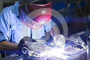 Welding work by TIG welding