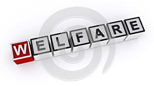 Welfare word block on white