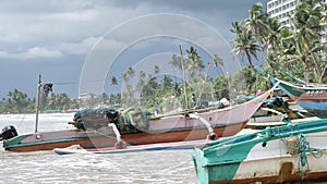 Weligama Boats Ocean Slowmotion 4k