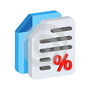 Well designed 2d icon of invoice showing applied discount photo