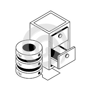 A well designed isometric icon of centralized database