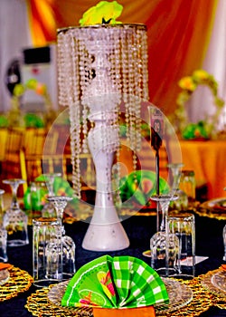 Well dressed table arrangement for  wedding photo