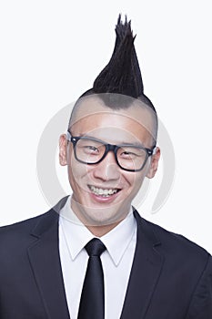 Well-dressed young man with Mohawk portrait