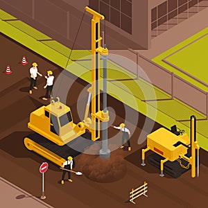 Well Drilling Isometric Illustration