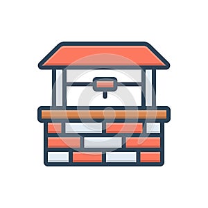 Color illustration icon for well, drinking and fresh