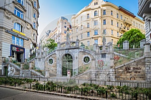 The well-known Fillgraderstiege in spring, in Vienna, Austria