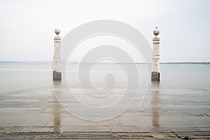 well-known place in Lisbon at terreiro do paÃ§o, quay of columns