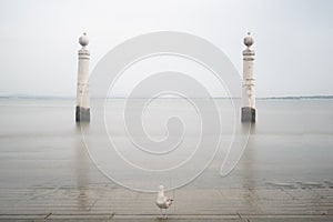 well-known place in Lisbon at terreiro do paÃ§o, quay of columns