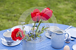 Well-laid breakfast table