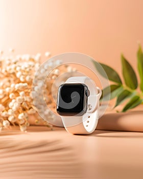 Conference Room with Projector Screen and Large Windows. AI Generated