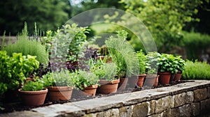 Well maintained herb garden with diverse plants