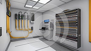 Well managed and clear designed Computer network server room with good cable management