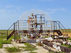 Well for oil and gas production. Oil well wellhead . Oil production